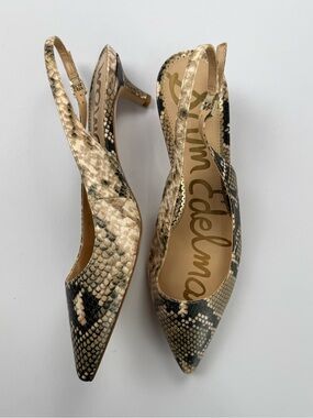 Sam Edelman Snakeskin Slingback Kitten Heel Pointed Toe Pumps Women's Size 9